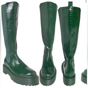 Green platform boots
